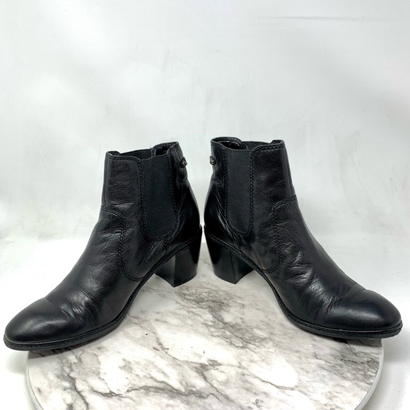Anne Klein Bunty Black Leather Chelsea Boots 8.5 Classic Preppy Academia Neutral - Picture 7 of 14